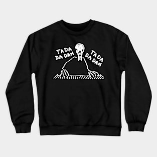 Creature in a skull playing the piano Crewneck Sweatshirt